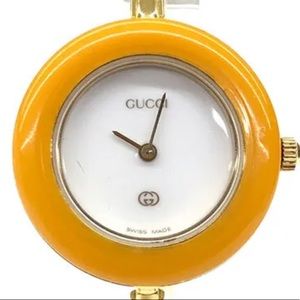 GUCCI Yellow Bezel For Ladies 1100L Watch w/Interchangeable Bezels